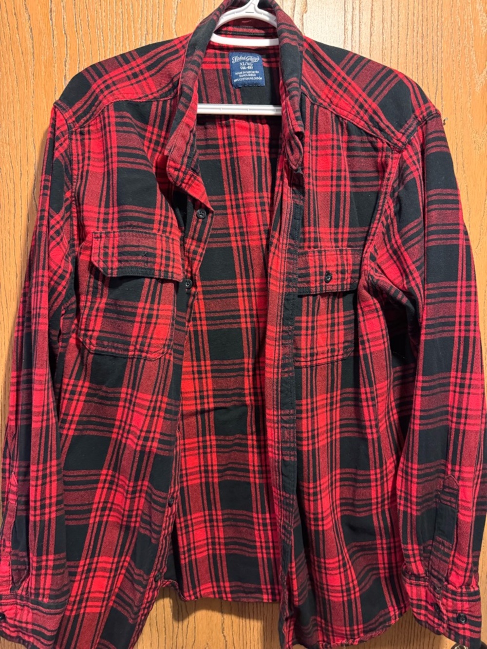 Faded Glory Red & Black Plaid Flannel Shirt